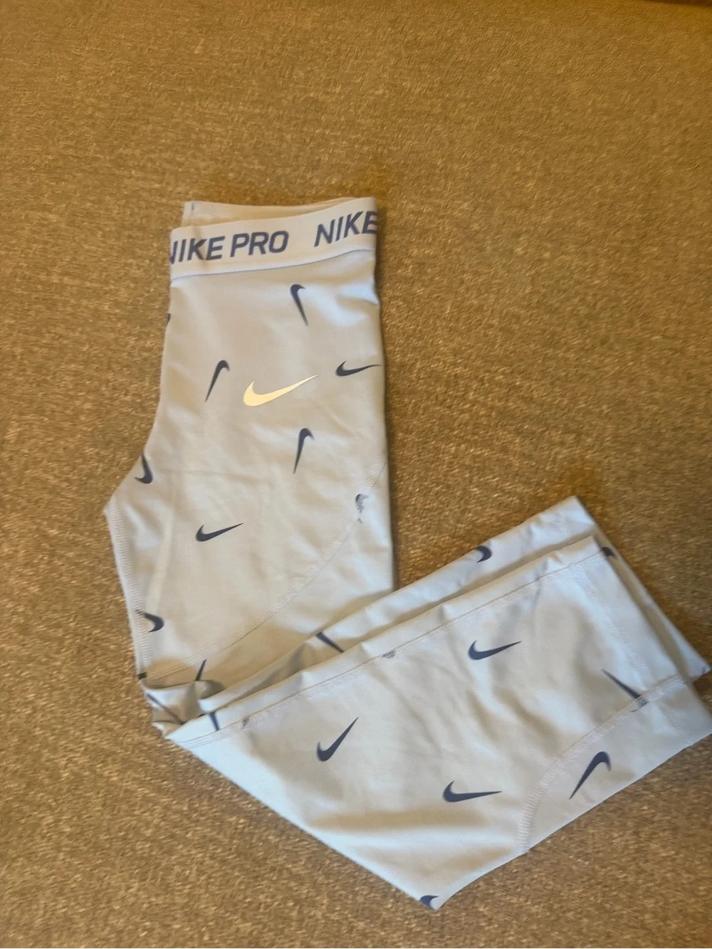 Nike Light Blue Swoosh Print Girls' Leggings